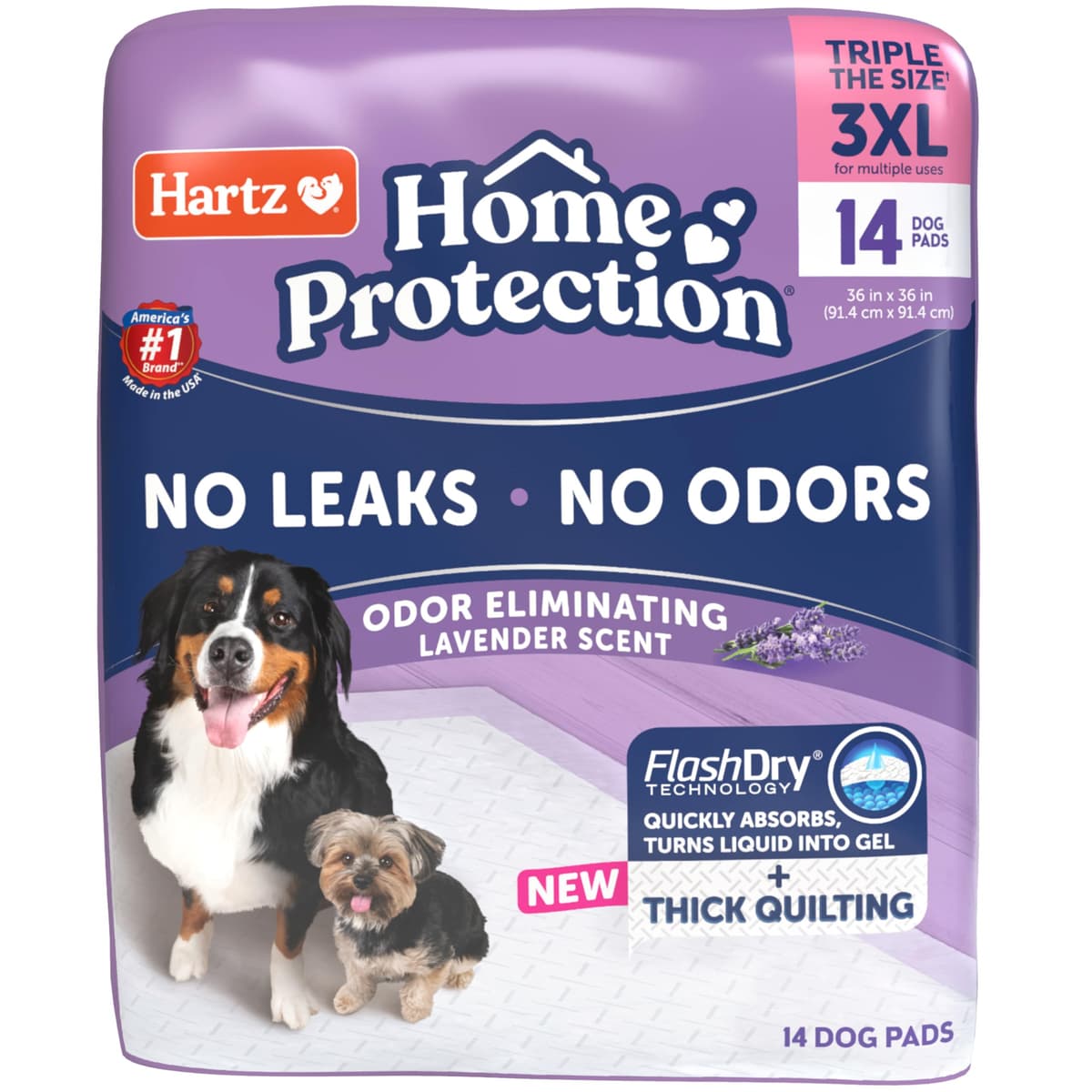 פד לכלב — Hartz Home Protection Super Absorbent Odor Eliminating Lavender Scented No Leak 