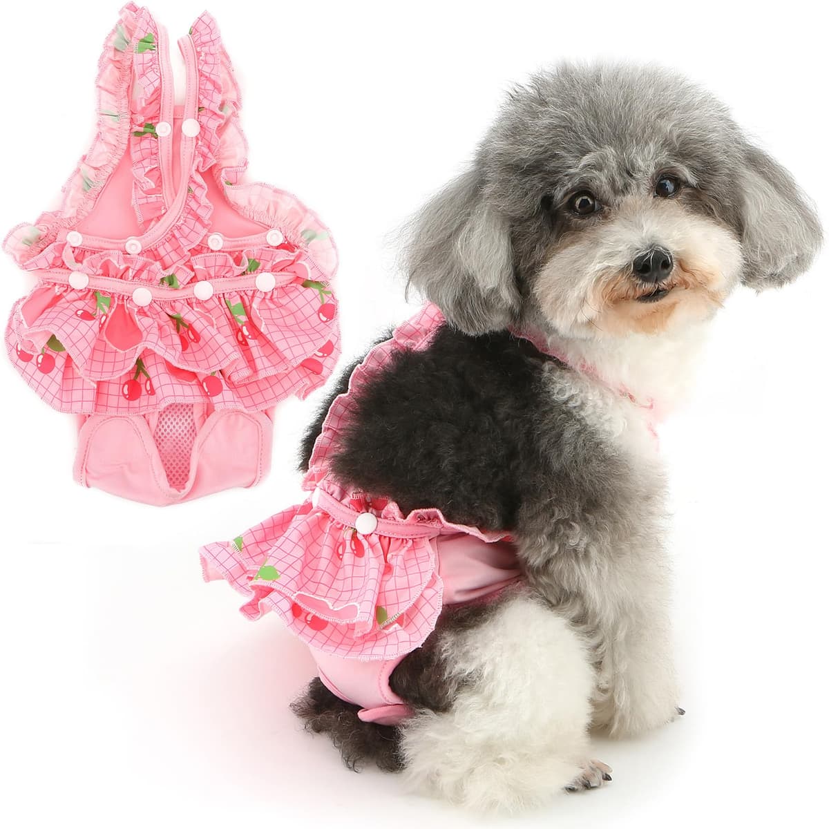 חיתול לכלב — Zunea Washable Female Small Dog Diapers for XS/S Size Dogs Adjustable Suspender 