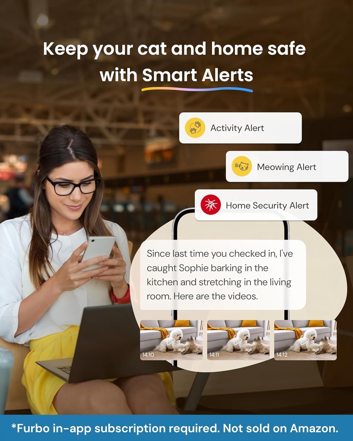 מצלמת מעקב לכלב — Furbo [New] Mini 360° Camera + Mini Cam [New Subscription Required at Setup] (2-