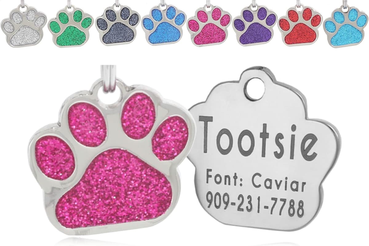 תג שם/זיהוי לכלב — Laser Etched Stainless Steel Pet ID Tags Custom Personalized
