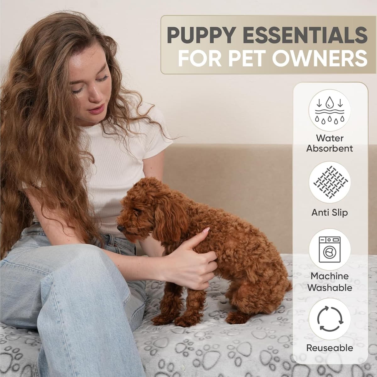 פדים/חיתולים לכלב — Washable Reusable Puppy Pads for Dogs - Soft, Leakproof &amp; Super Absorbent Do