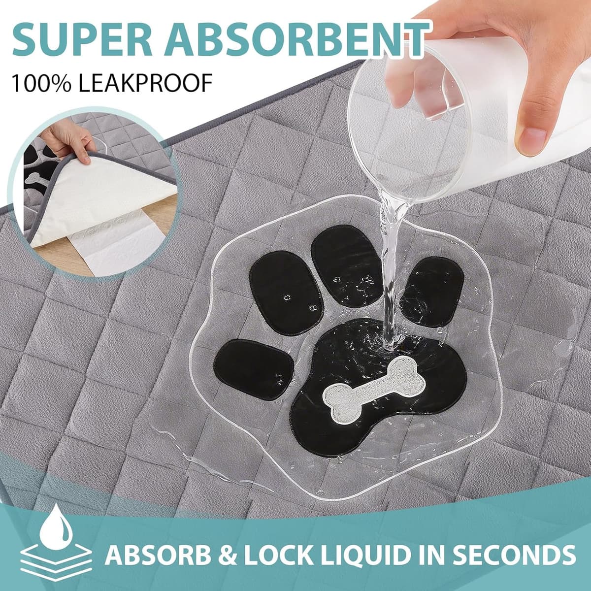 פדים/חיתולים לכלב — Washable Pee Pads for Dogs,Reusable Training Pads,Puppy Bed Blanket,Anti Slip,Ab