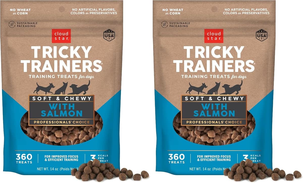 עזר אילוף לכלב — Cloud Star Tricky Trainers Chewy Dog Treats,Salmon,14 oz. Pouch,(Pack of 2)