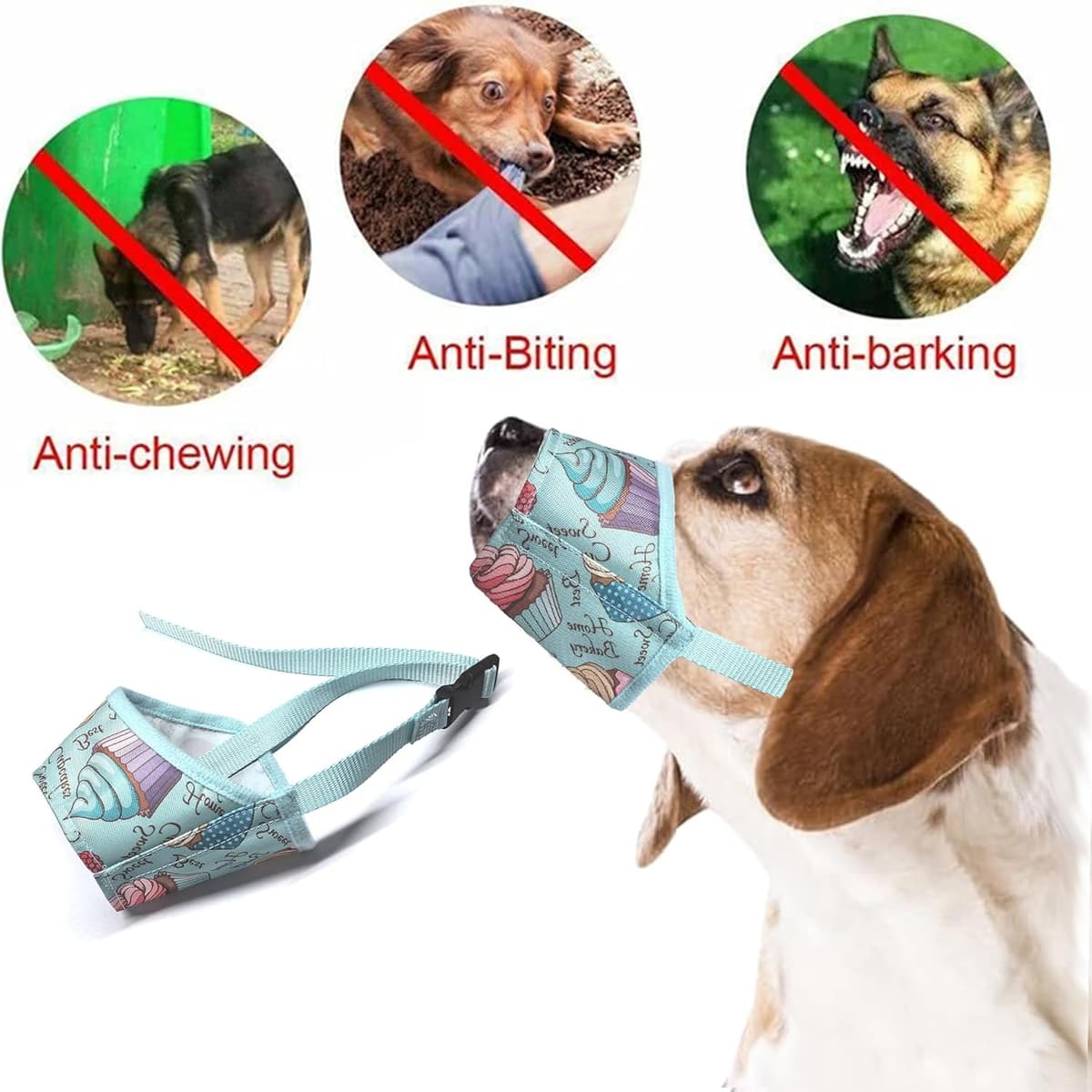 מחסום פה לכלב — Soft Nylon Dog Muzzle to Prevent Biting Barking and Chewing,Breathable Drinkable