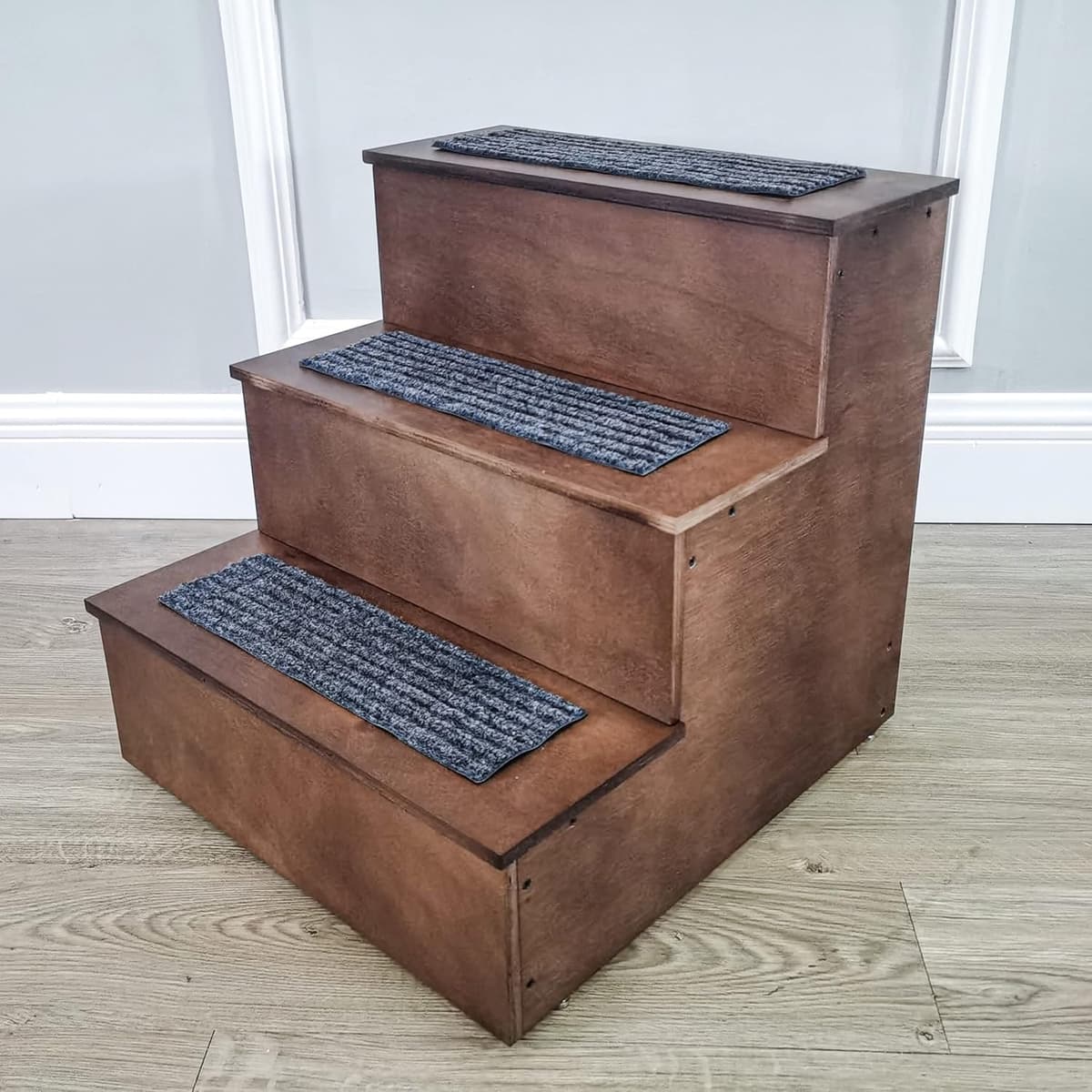 מדרגות/רמפה לכלב — FixtureDisplays® 26" Tall Deluxe Wood Dog Stairs to Acce