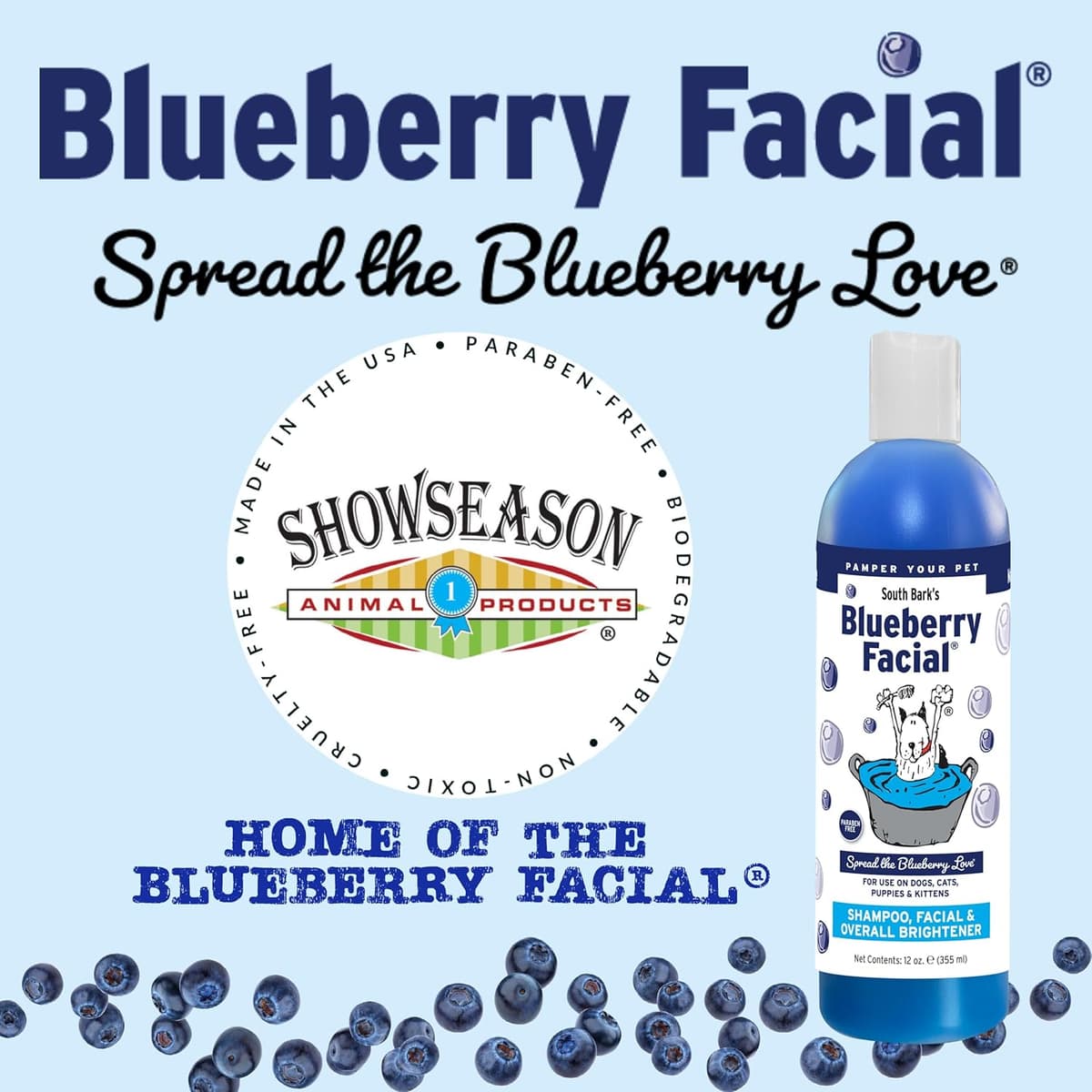 ניקיון לבית עם כלב — ShowSeason South Bark's Blueberry Facial® Pet Shampoo 12 oz. | Brightener &a