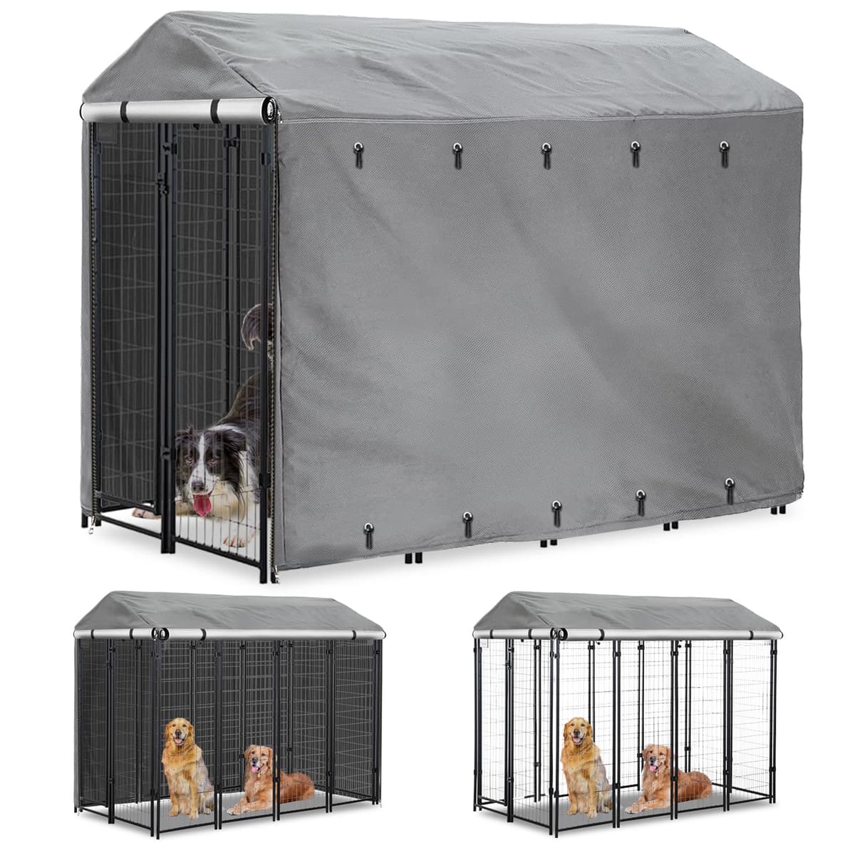 מלונה לכלב — Outdoor Dog Kennel Cover, 600D Heavy-Duty Full Coverage 8'Dx4'Wx6'H Dog Covers S