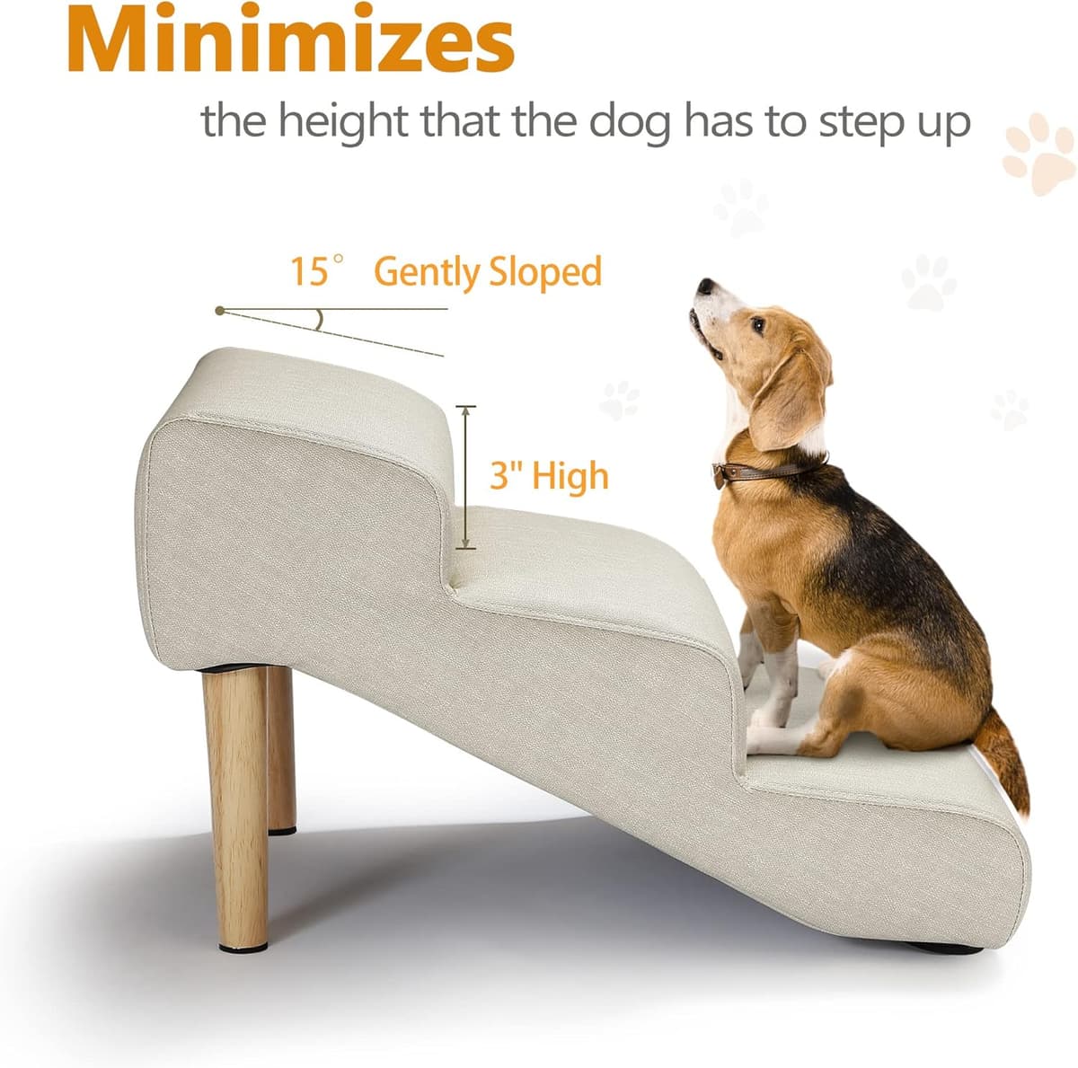 מדרגות/רמפה לכלב — Senneny Imitation Linen Faux Leather Dog Stairs, for Pets up