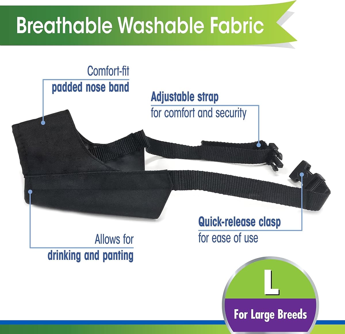 מחסום פה לכלב — Four Paws Walk-About Quick-Fit Adjustable Dog Muzzle for Large Dogs, Washable &a