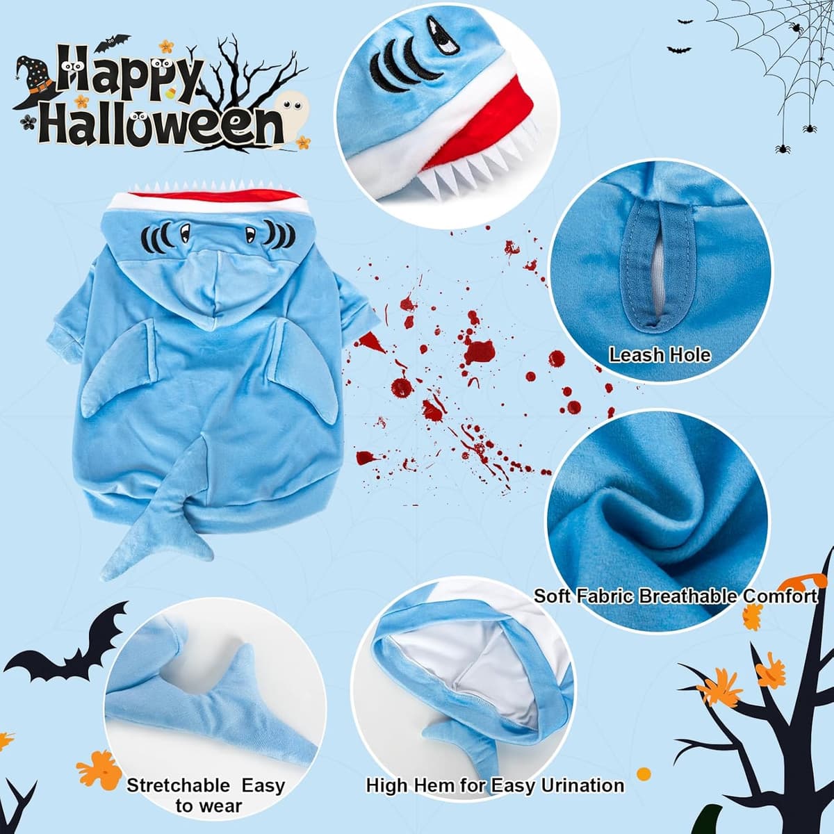 תחפושת לכלב — NACOCO Halloween Shark Dog Costume - Pet Christmas New Year 