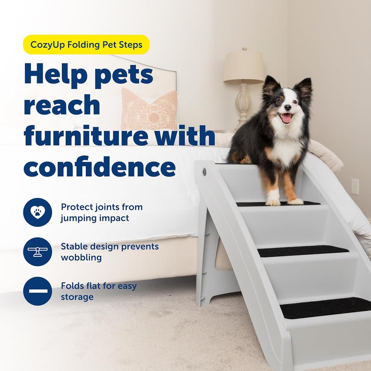 מדרגות/רמפה לכלב — PetSafe CozyUp Folding Dog Stairs, Portable Indoor/Outdoor P