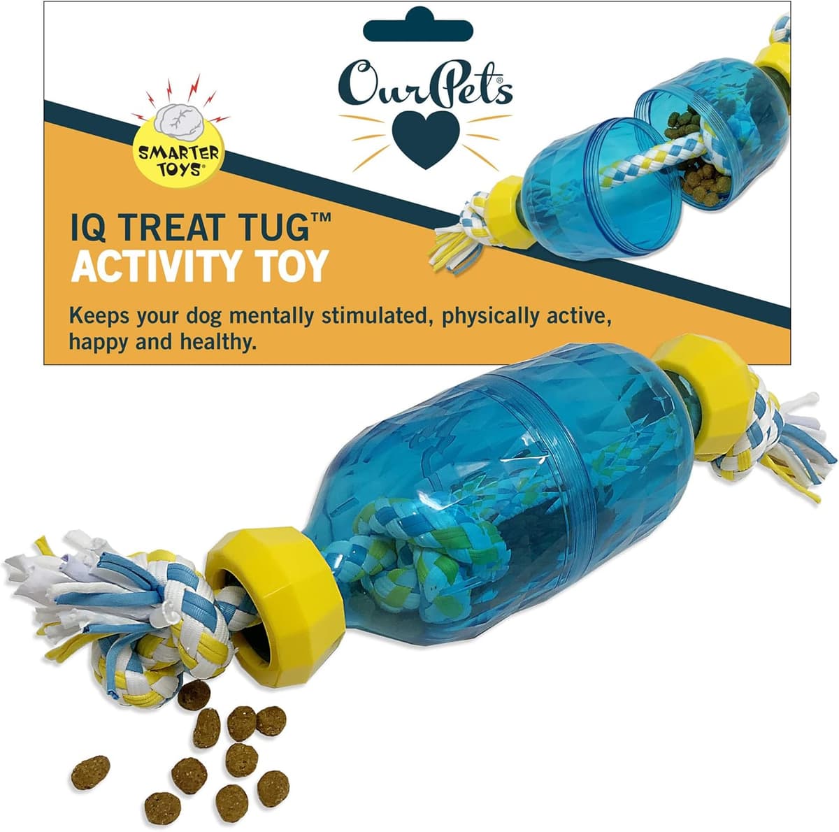 צעצוע חשיבה לכלב — Our Pets IQ Treat Tug &amp; Activity Dog Puzzle &amp; Rope Dog Toy (Interactive 
