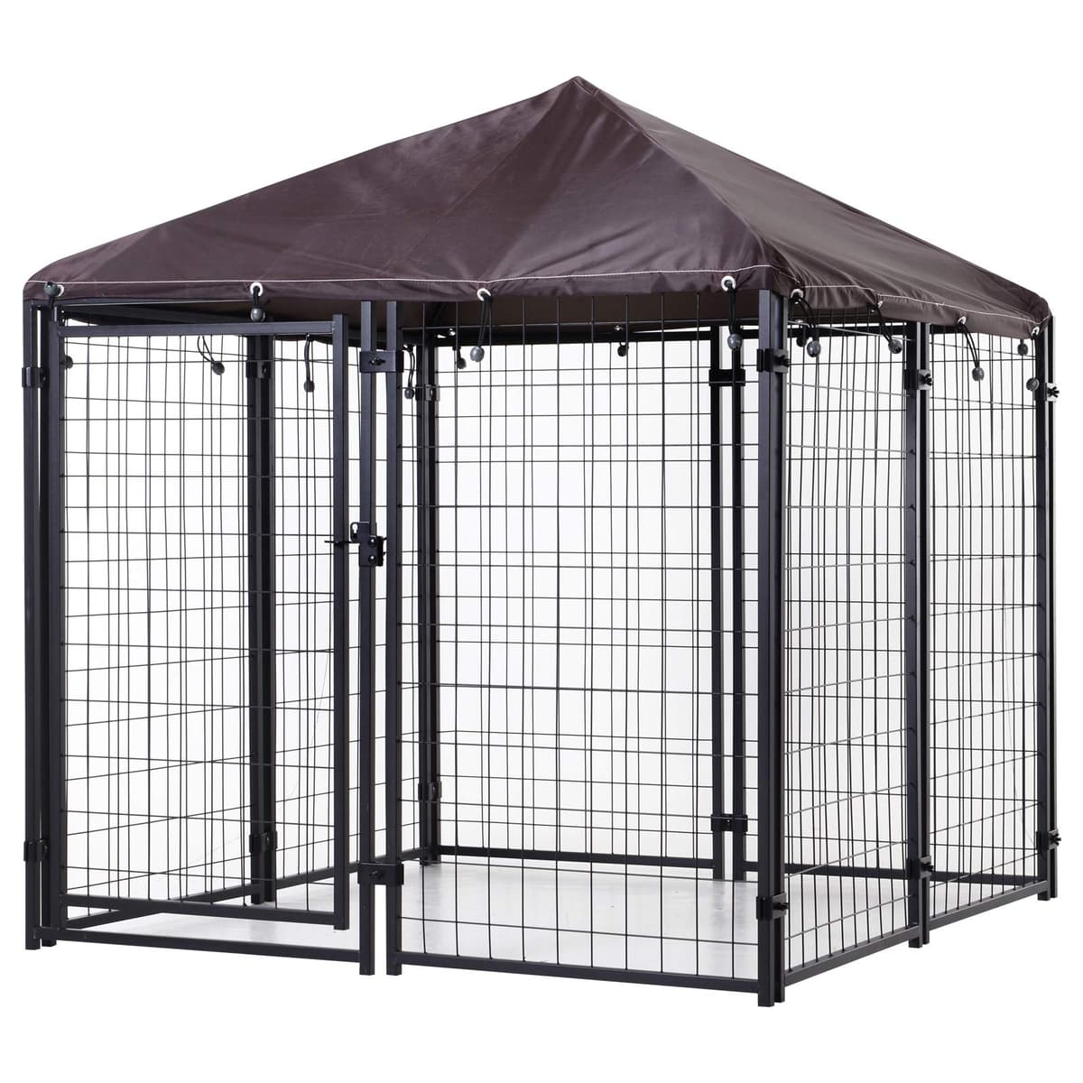 מלונה לכלב — PawHut 4.6' x 4.6' x 5' Outdoor Dog Kennel, Welded Wire Dog Kennel Outside Run w