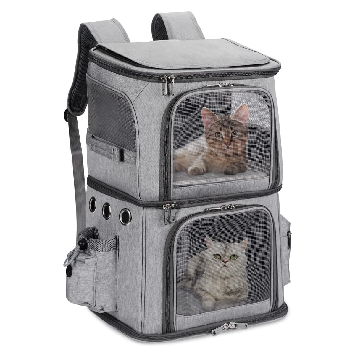 נשאית/תיק לכלב — Double-Compartment Pet Carrier Backpack for Small Cats and Dogs, Cat Travel Carr