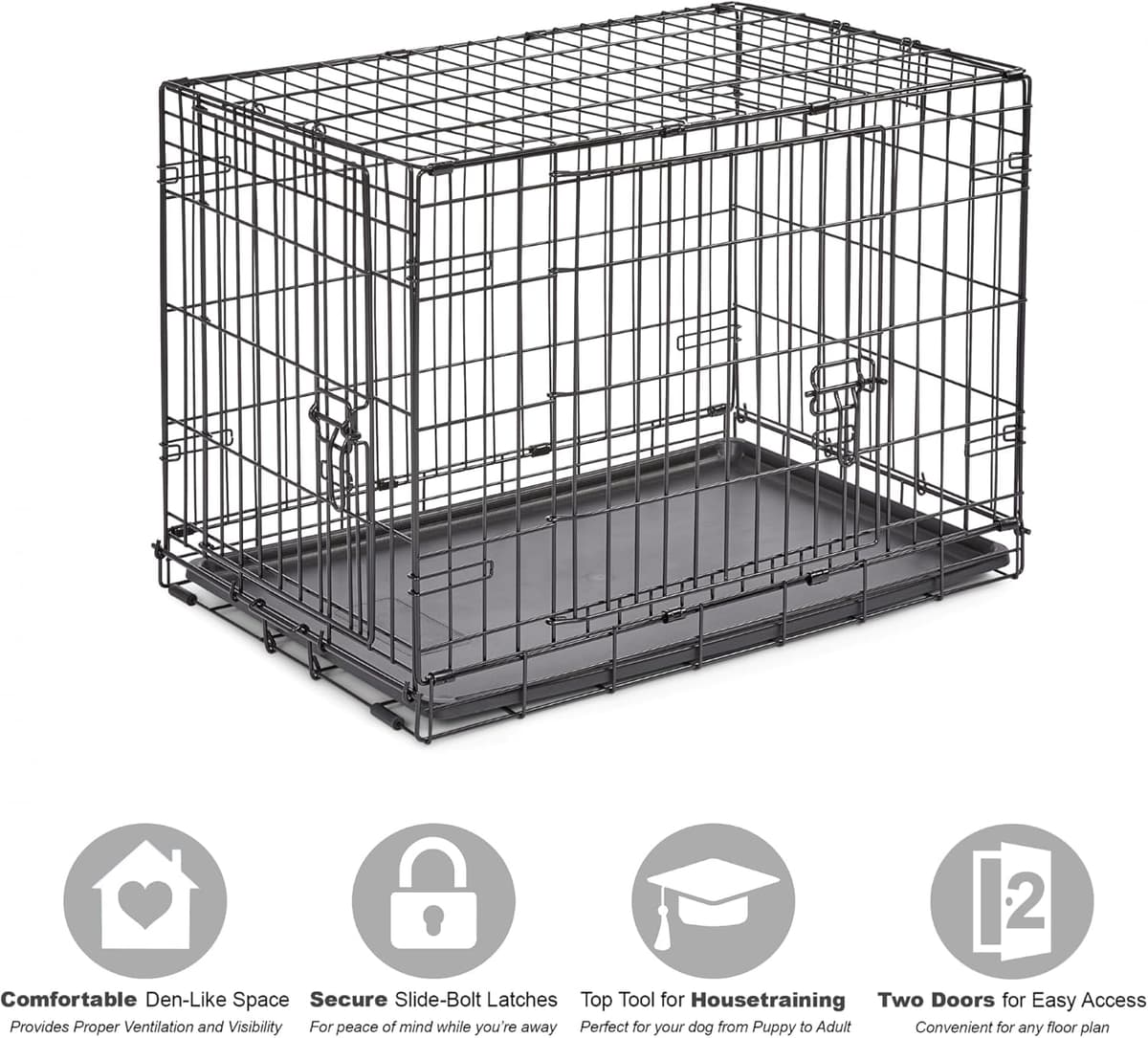 כלוב/כלייה לכלב — Midwest Homes for Pets 30-Inch New World Crate for Medium Breeds, 21-40 lbs, Dou