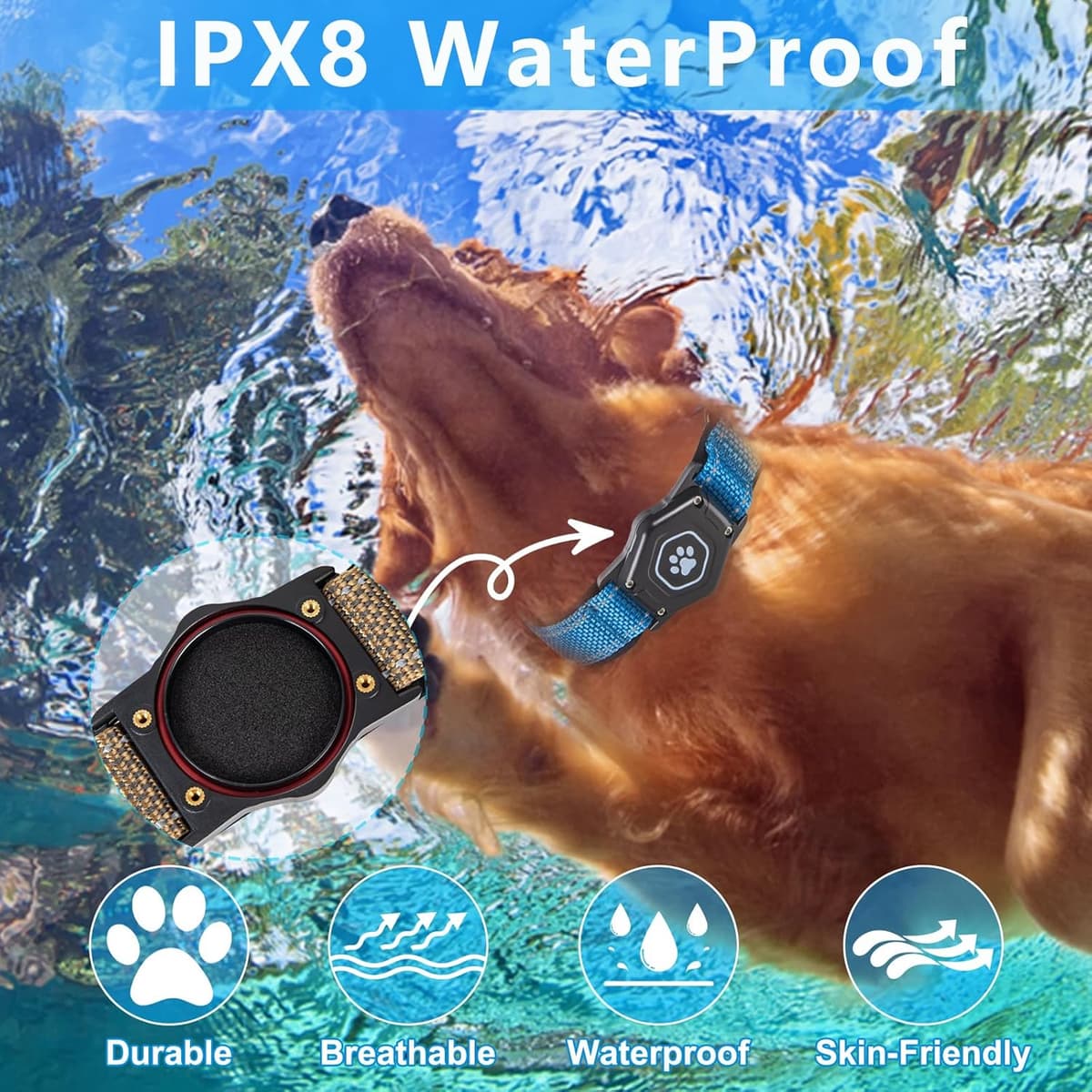 קולר לכלב — AirTag Dog Collar with Waterproof Air tag Holder, Luminous &amp; Reflective,Comf