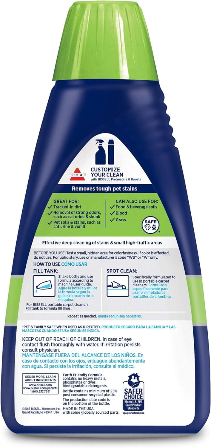 ניקיון לבית עם כלב — Bissell 74R7 Pet Stain &amp; Odor Portable Machine Formula,32-Ounce,Fl Oz,(Pack 
