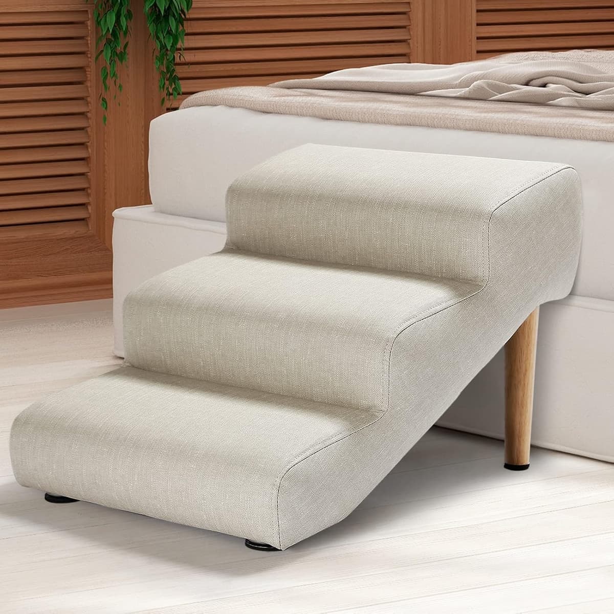 מדרגות/רמפה לכלב — Senneny Imitation Linen Faux Leather Dog Stairs, for Pets up