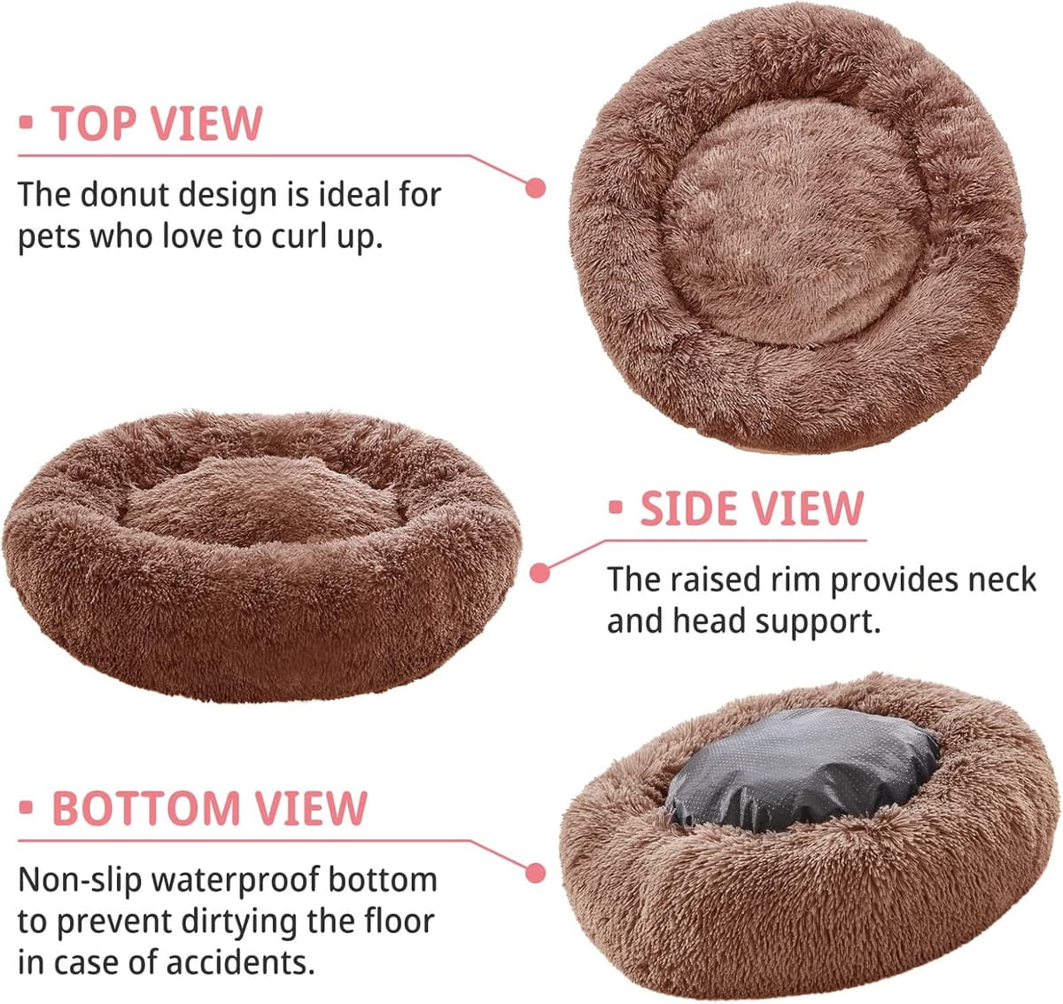 מיטה לכלב קטן — Small Dog Bed, Calming Dog Beds and Cat Beds, Donut Dog Bed,
