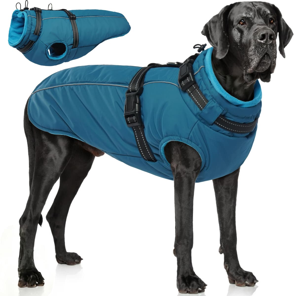 מעיל לכלב — PUMYPOREITY Snow Jacket for Large Dogs Waterproof, Warm Dog Winter Coat with Har