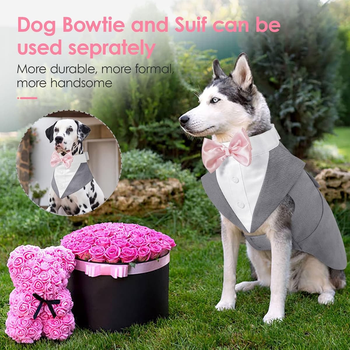 תחפושת לכלב — AOFITEE Dog Tuxedo Formal Dog Suit and Bandana Set, Gentle D
