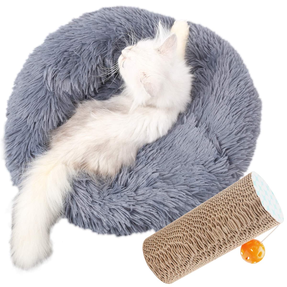מיטה לכלב קטן — Plush Round Pet Bed, Soft Cat Cushion Bed, Round Warm Plush Pet Cushion Improves