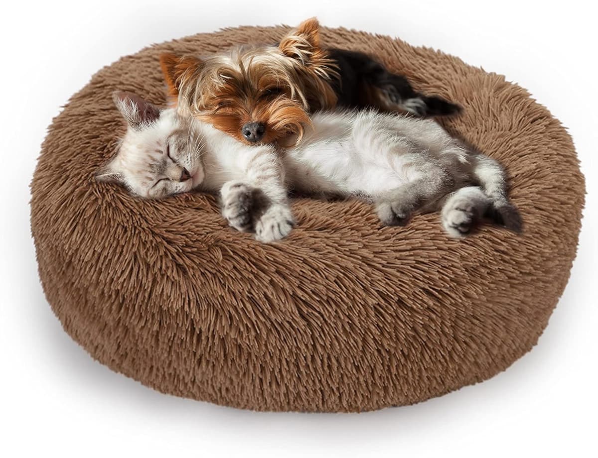 מיטה לכלב קטן — Calming Dog Bed &amp; Cat Bed Anti-Slip Donut Cat and Dog Be