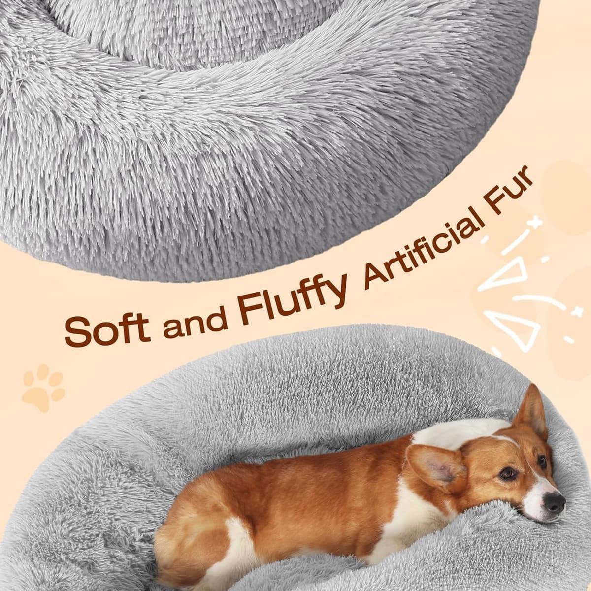 מיטה לכלב קטן — JOLLYVOGUE Dog &amp; Cat Bed, Calming Anti-Anxiety Pet Bed f