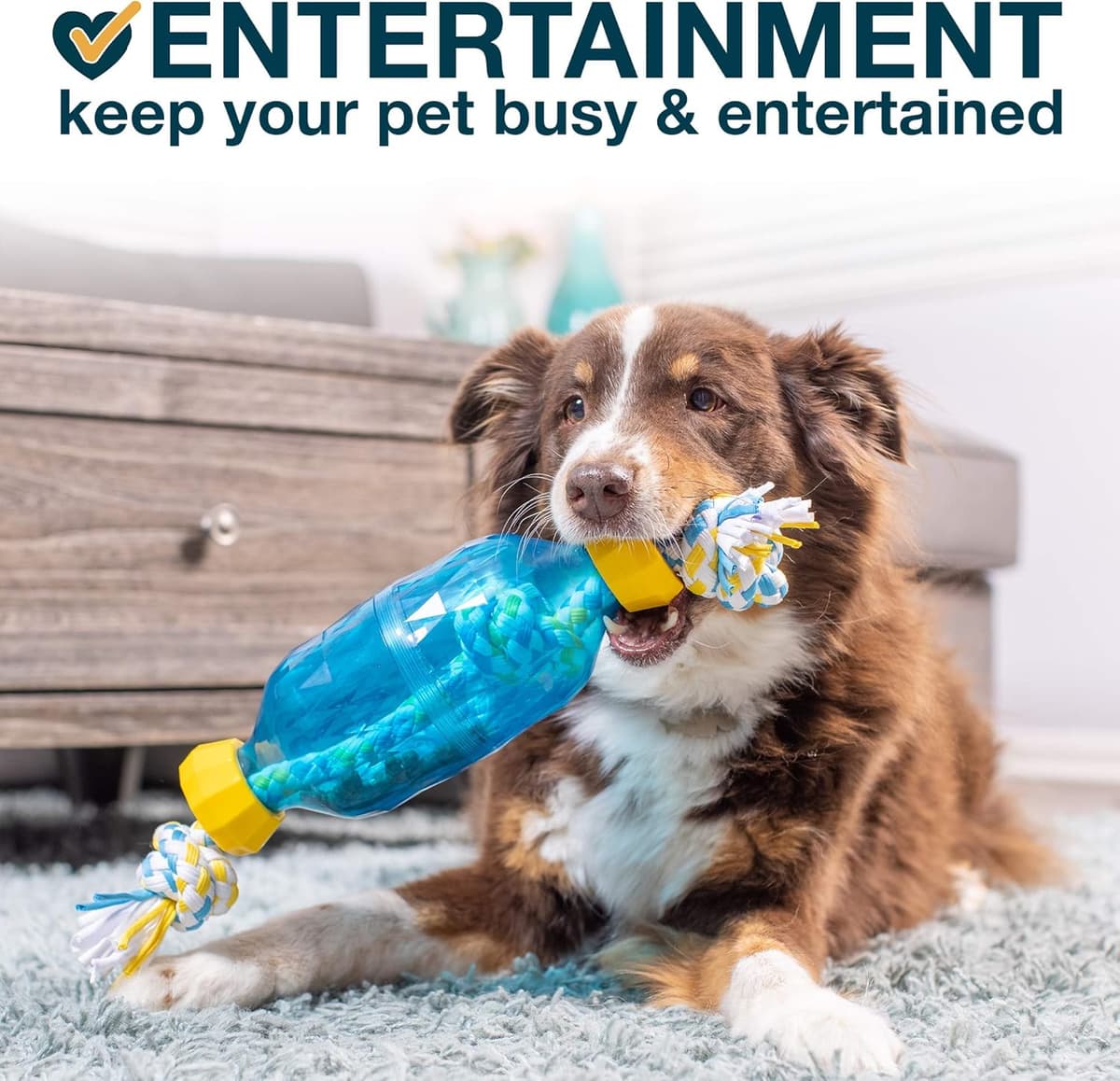 צעצוע חשיבה לכלב — Our Pets IQ Treat Tug &amp; Activity Dog Puzzle &amp; Rope Dog Toy (Interactive 