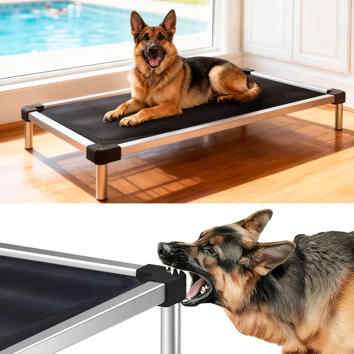 מיטה לכלב גדול — FXW TitanNest Chew-Proof Elevated Dog Bed, Raised Cot for Indoor/Outdoor/Camping