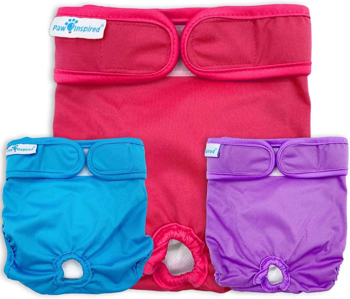 פדים/חיתולים לכלב — Paw Inspired Reusable, Washable Female Dog Diapers (X-Small, 3 Count in Assorted