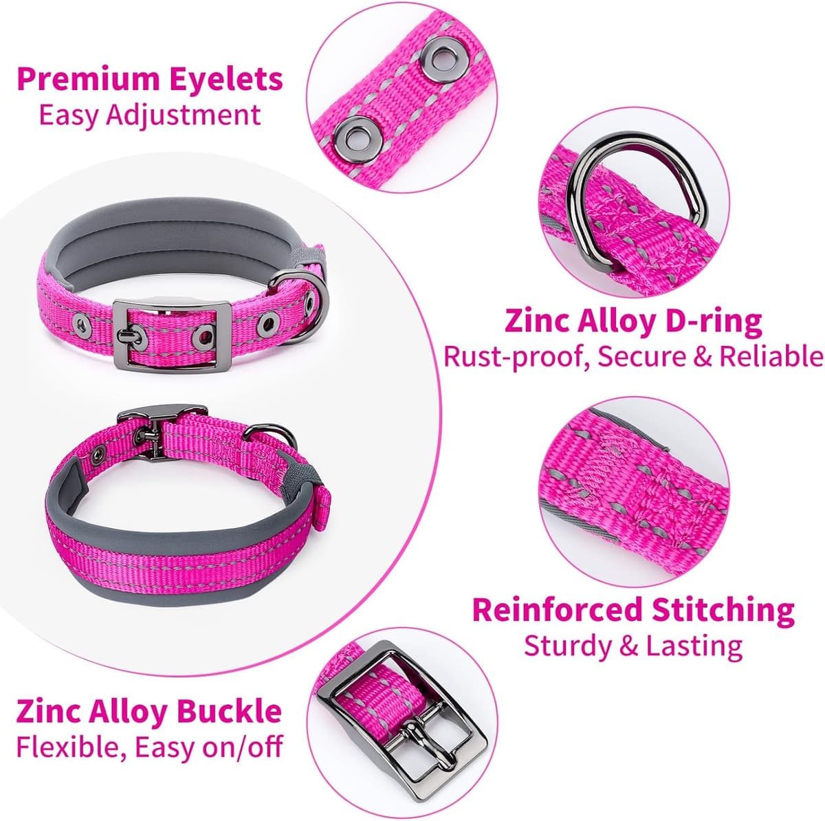 קולר לכלב — Segarty Reflective Dog Collar for Small Dogs, Adjustable Wide Soft Comfortable B