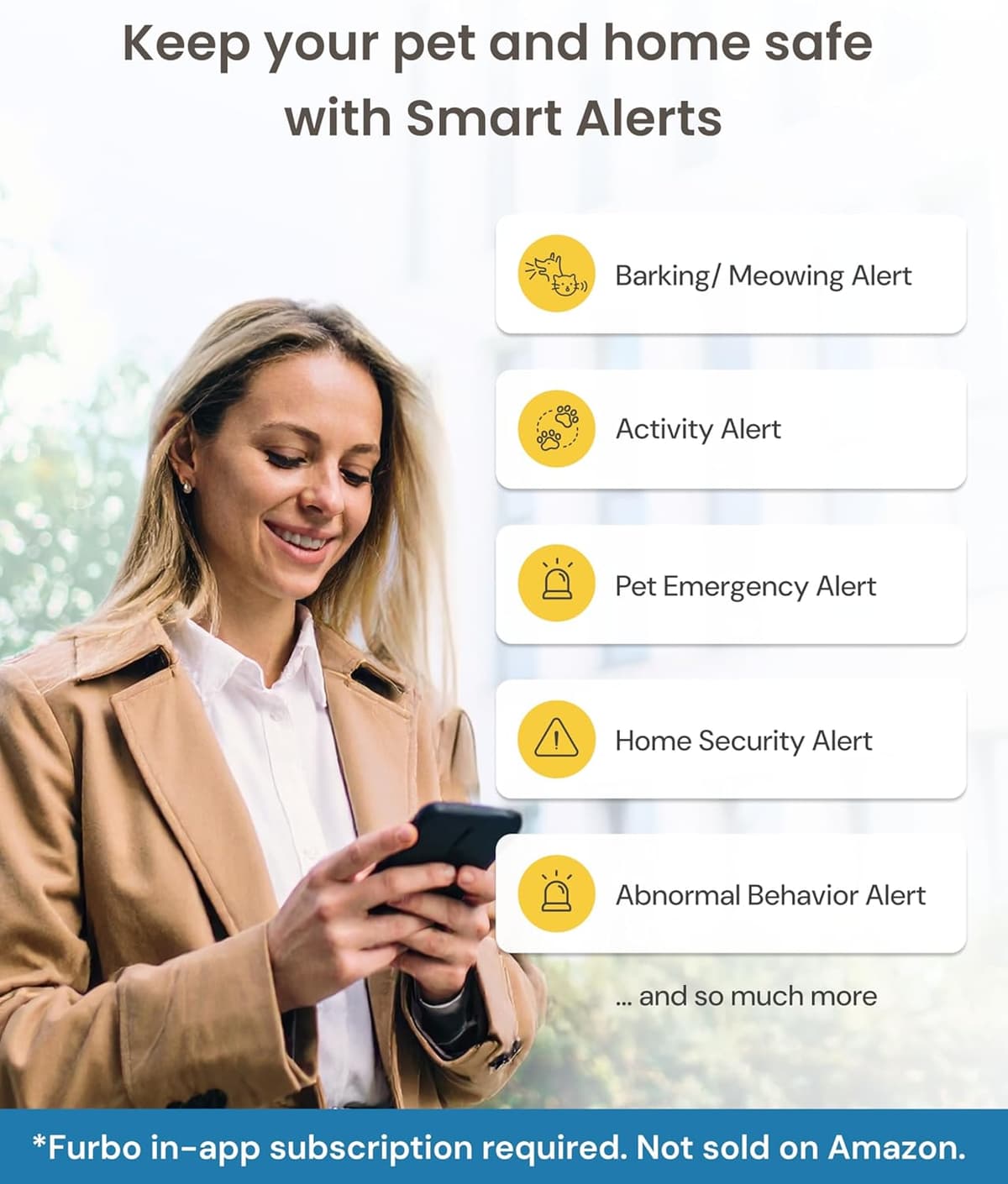 מצלמת מעקב לכלב — Furbo Mini 360° 2K QHD Pet Camera + Power Adapter - Unlock w/Paid Plan: Dog &amp