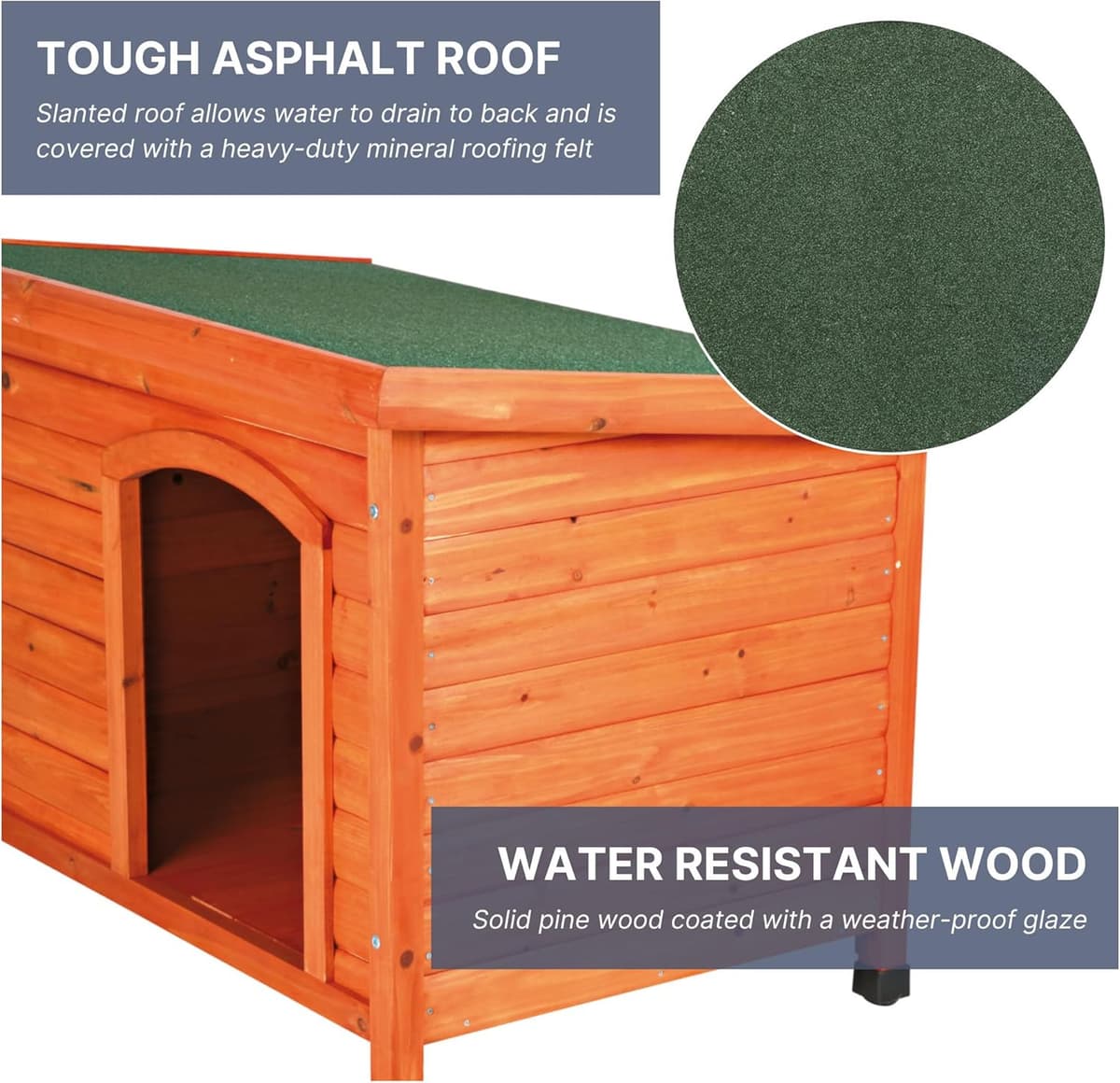 מלונה לכלב — TRIXIE natura Classic Dog House - Wooden Outdoor Shelter wit