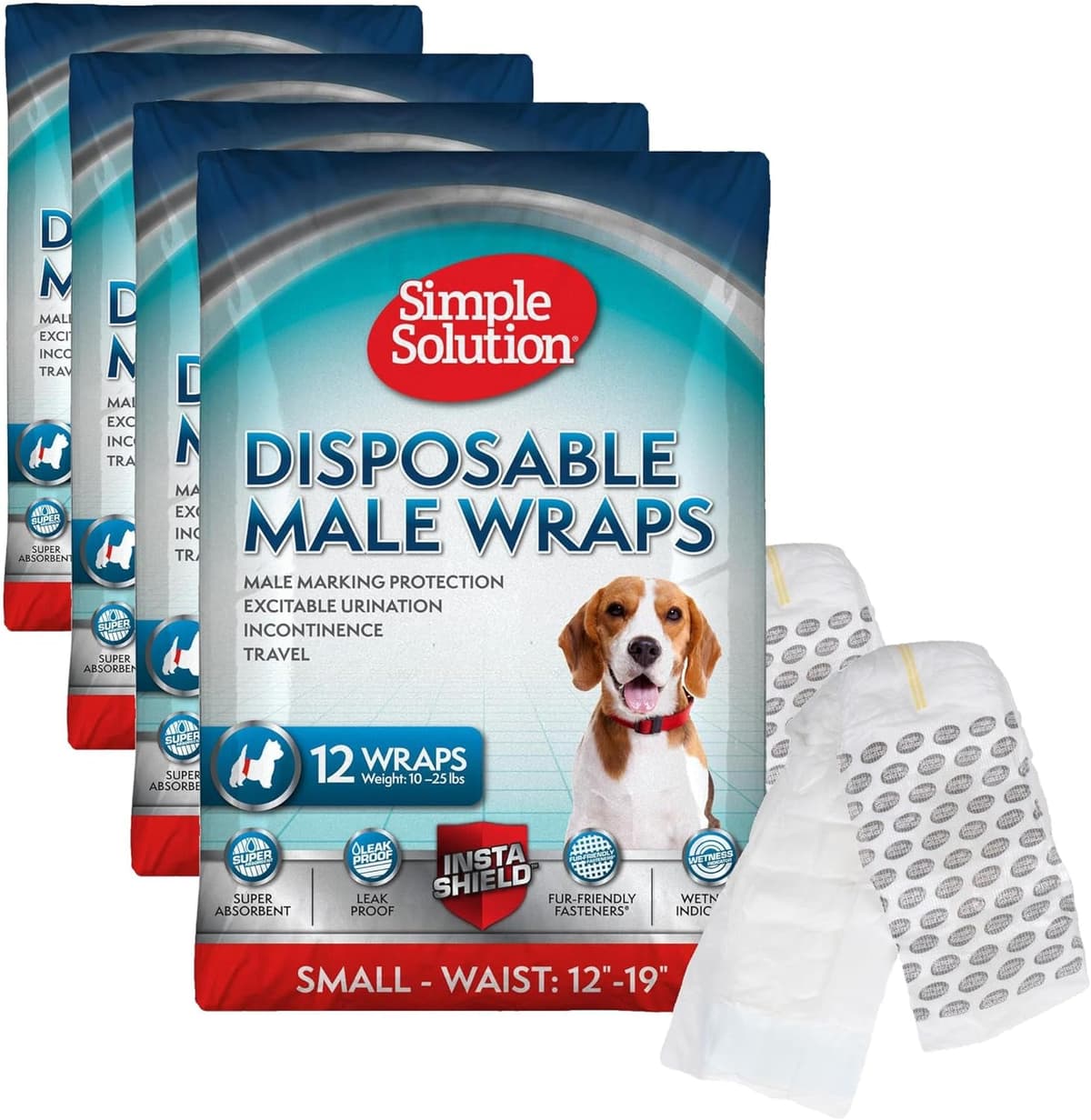 פדים/חיתולים לכלב — Simple Solution Disposable Dog Wraps, Male Dog Diapers, Puppy Potty Training, In