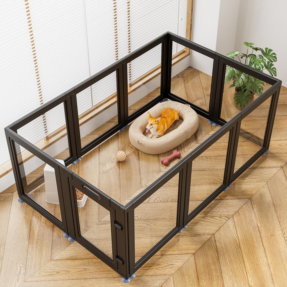 שער בטיחות לכלב — Clear Acrylic Dog Playpen Transparent Dog Playpen Indoor, Easy Assemble Clear Pe