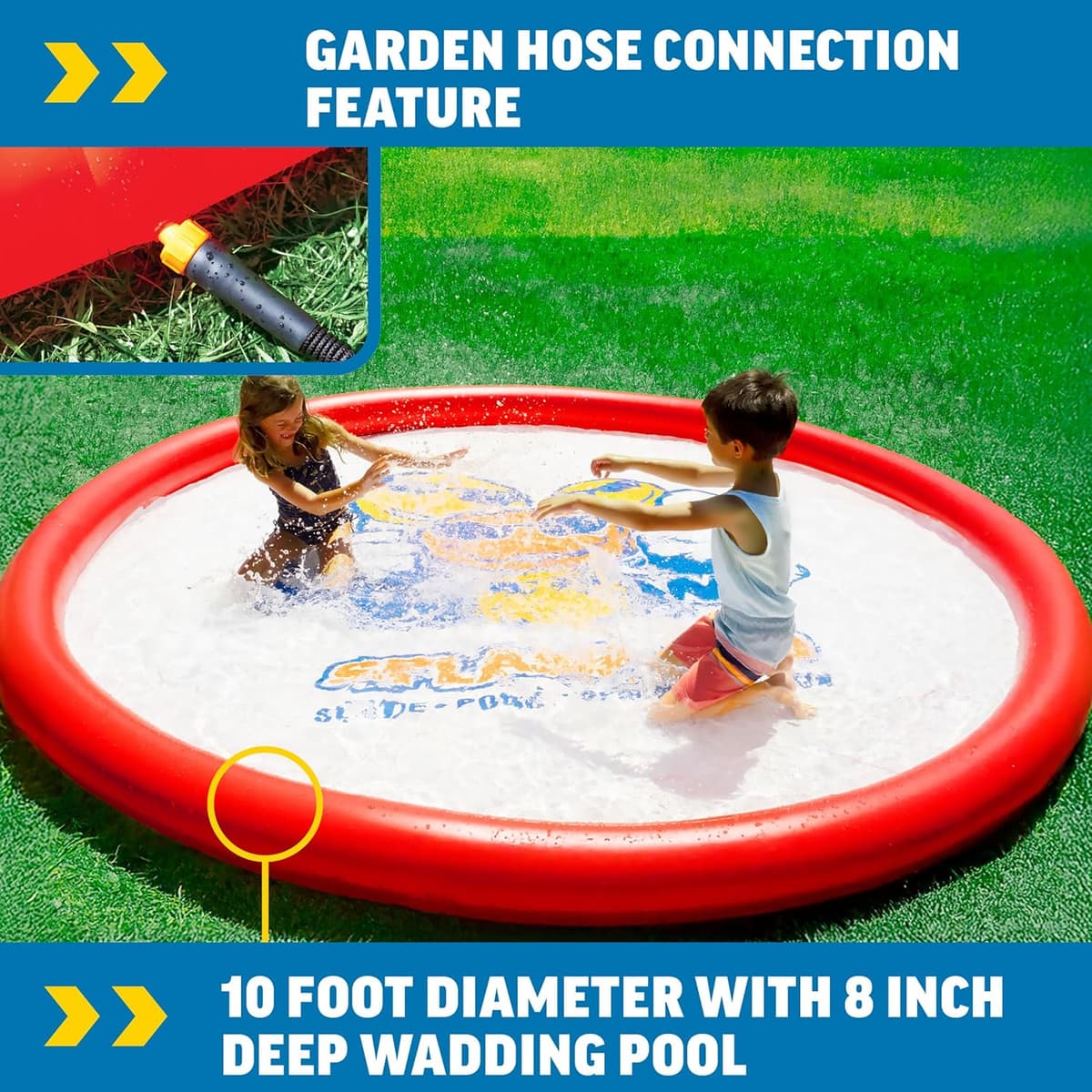 בריכה לכלב — WOW Sports Giant Splash Pad, Durable wading pool with Built in Sprinklers