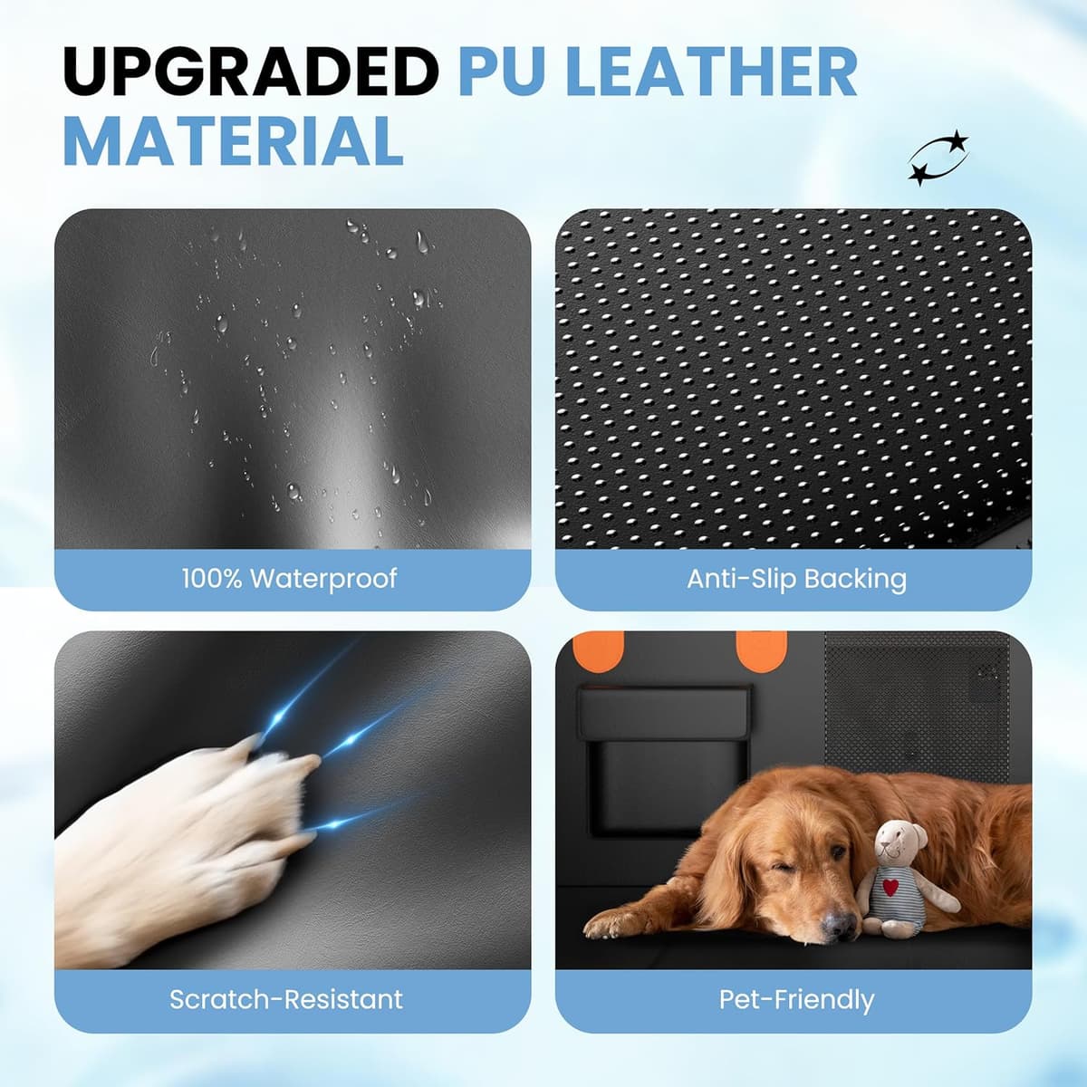 כיסוי רכב לכלב — Dog Car Seat Cover for Back Seat, Hard Bottom Back Seat Extender for Dogs, Water