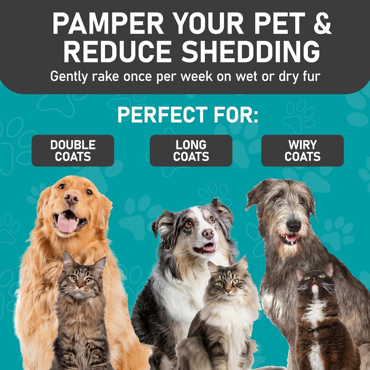 מברשת טיפוח לכלב — Maxpower Planet Hair Brush - Double Sided Shedding, Dematting Undercoat Rake for