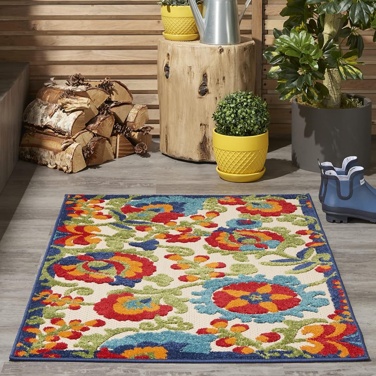 בריכה לכלב — Nourison Home Aloha Multicolor 2'8" x 4' Area Rug - Easy Clean, Non 
