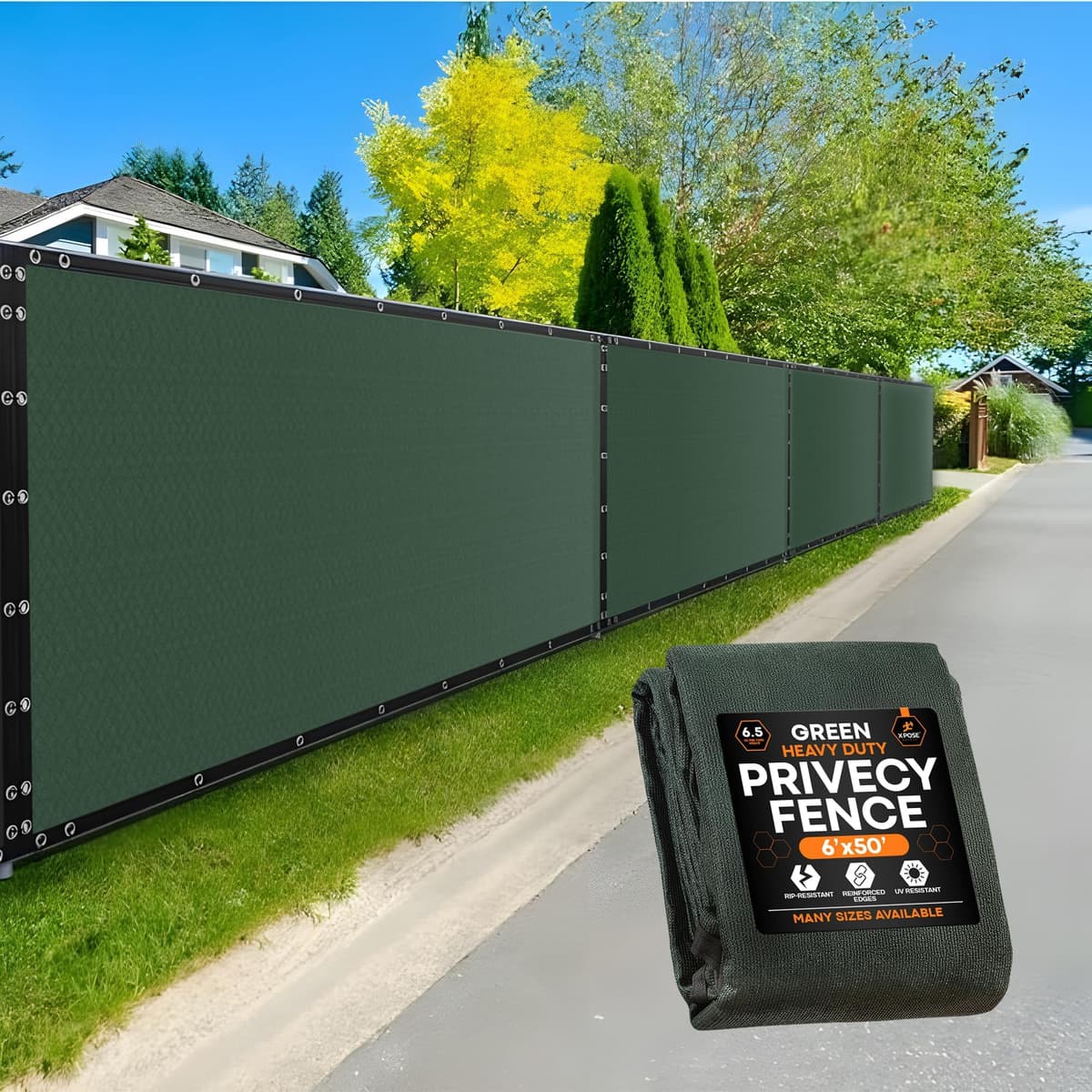 מלונה לכלב — Xpose Safety Privacy Fence Screen 6’ x 50’ – Heavy Duty Green Mesh with 90% Visi