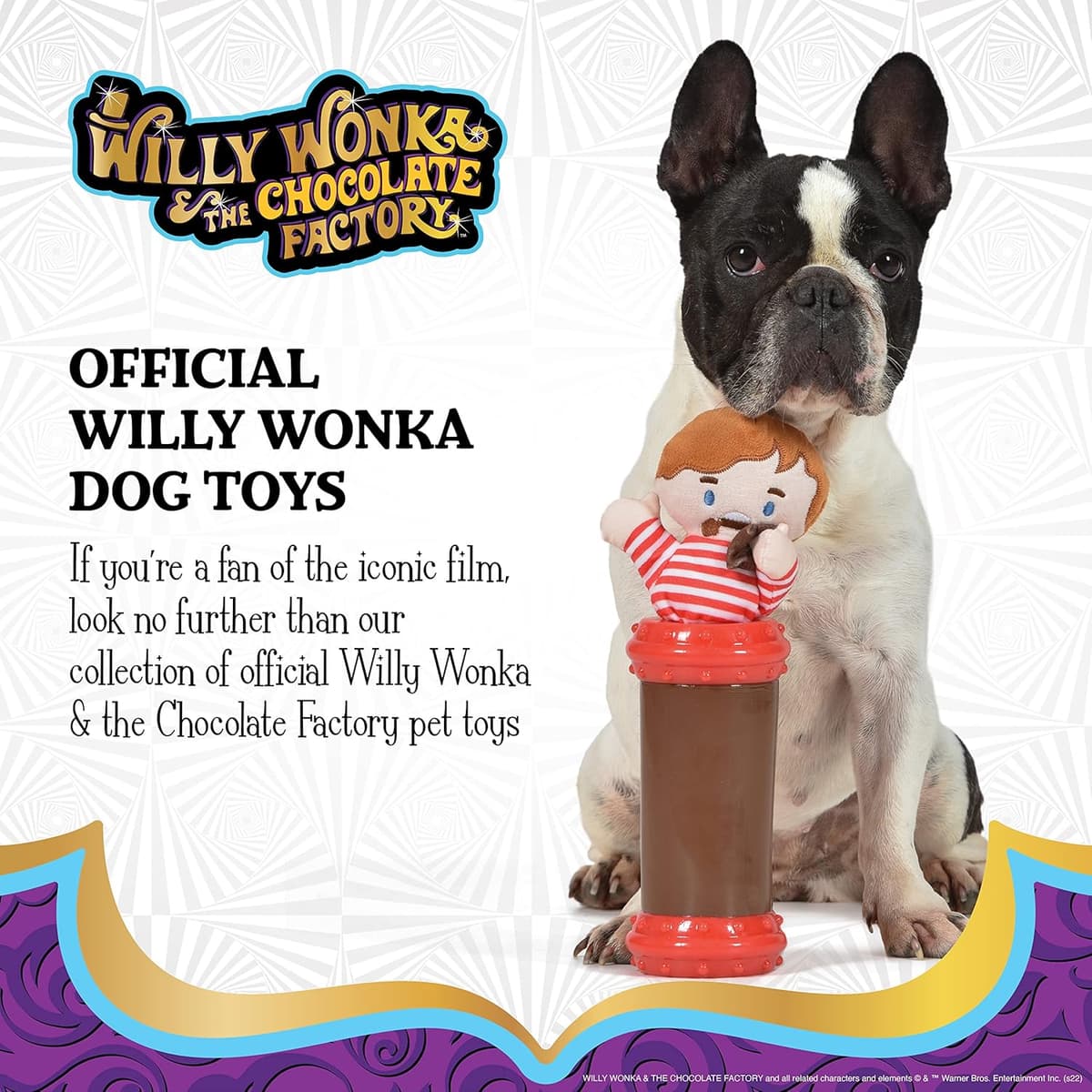 צעצוע לכלב — Willy Wonka Augustus Gloop Plush - Multisensory Pet Toy with Squeaky Textured Tu