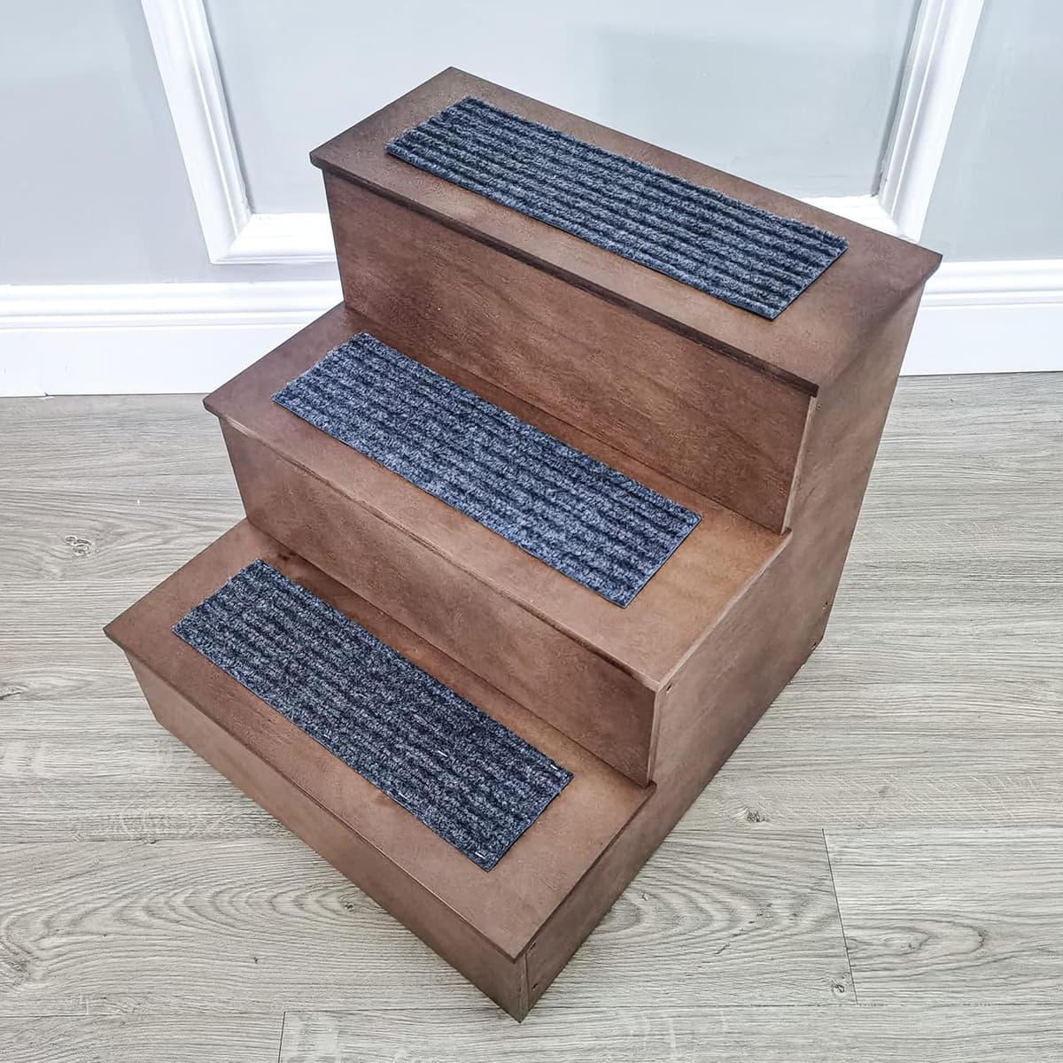 מדרגות/רמפה לכלב — FixtureDisplays® 26" Tall Deluxe Wood Dog Stairs to Acce