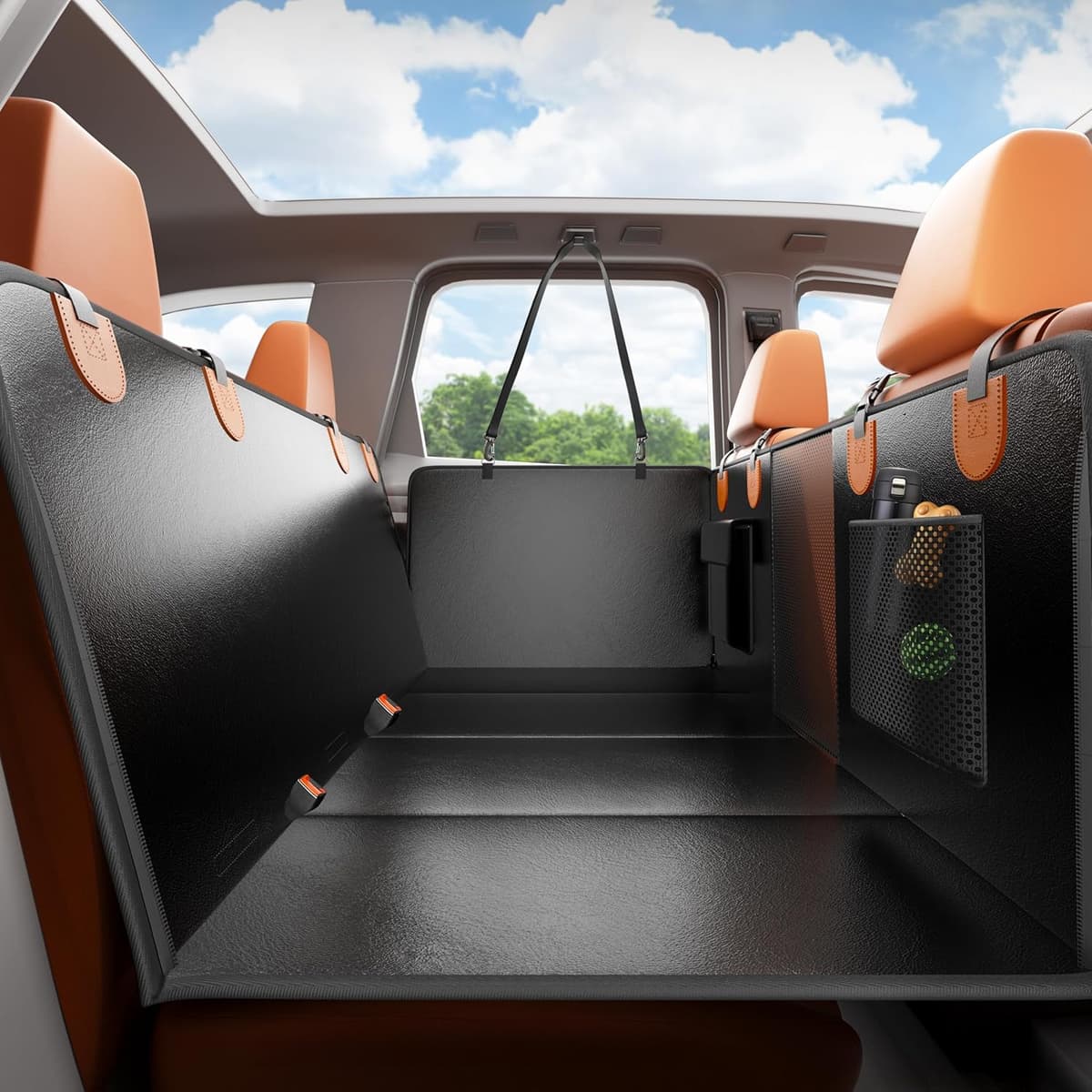 כיסוי רכב לכלב — Dog Car Seat Cover for Back Seat, Hard Bottom Back Seat Extender for Dogs, Water