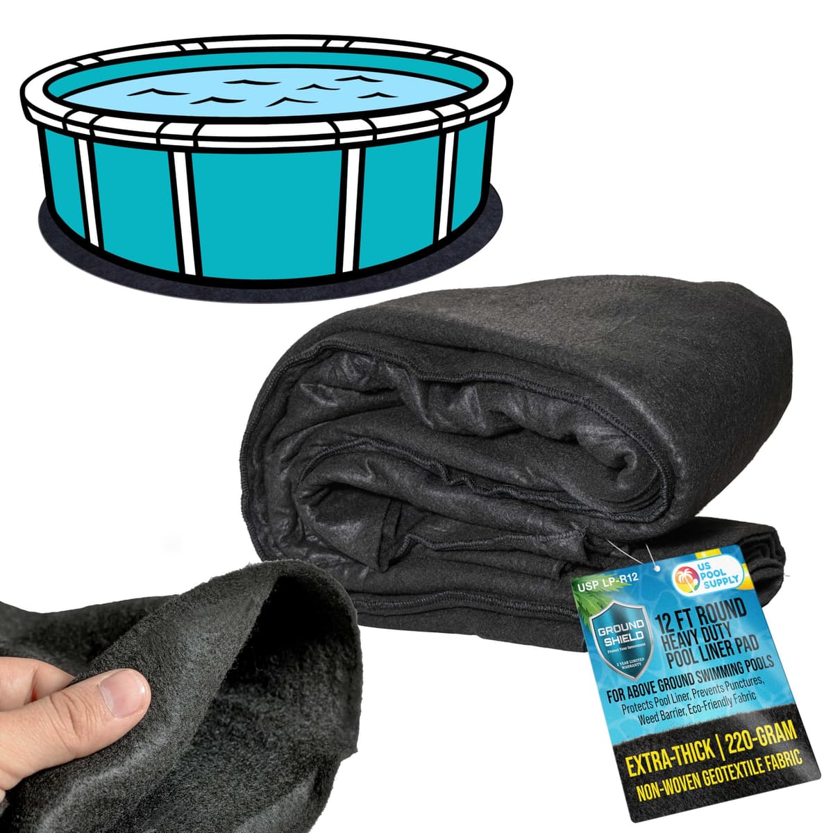 בריכה לכלב — U.S. Pool Supply Ground Shield 12-Foot Round Heavy Duty Pool Liner Pad for Above