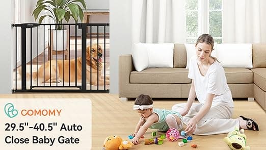 שער בטיחות לכלב — COMOMY 29.5-43.3" Baby Gate Extra Wide for Stairs Doorways, Auto Close Dog Gates