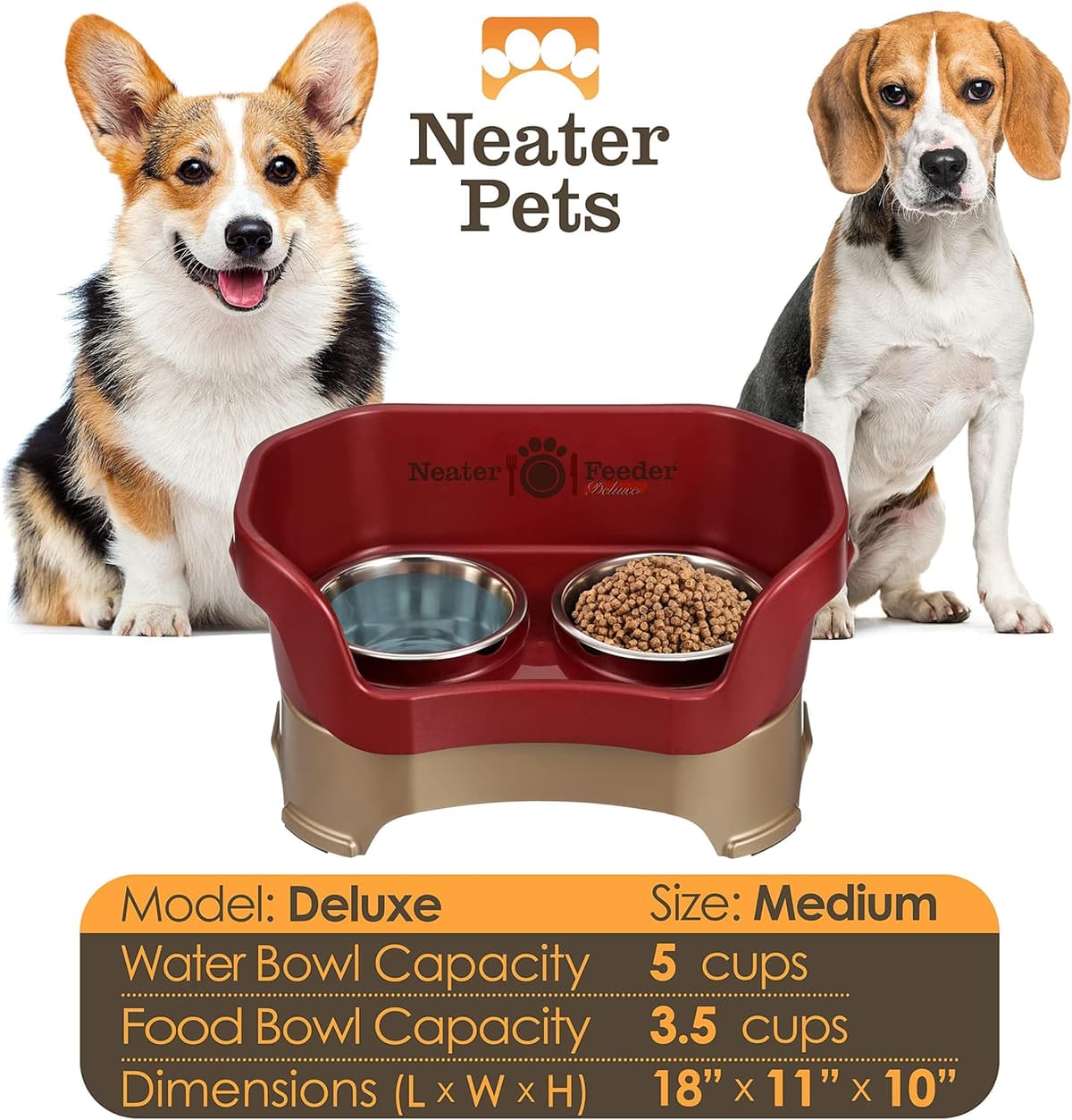 קערת האכלה לכלב — Neater Pet Brands Neater Feeder Deluxe Mess Proof Dog Bowls Elevated for Medium 