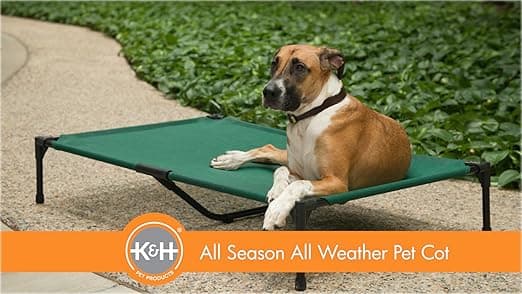 מיטה לכלב גדול — K&H Pet Products Outdoor Elevated Dog Cot, Cooling Raised Bed with Waterproof Br