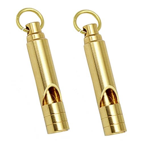 עזר אילוף לכלב — Brass Metal Emergency Whistles - 2 pcs Adults/Kids Outdoor Loud Sound SOS Surviv