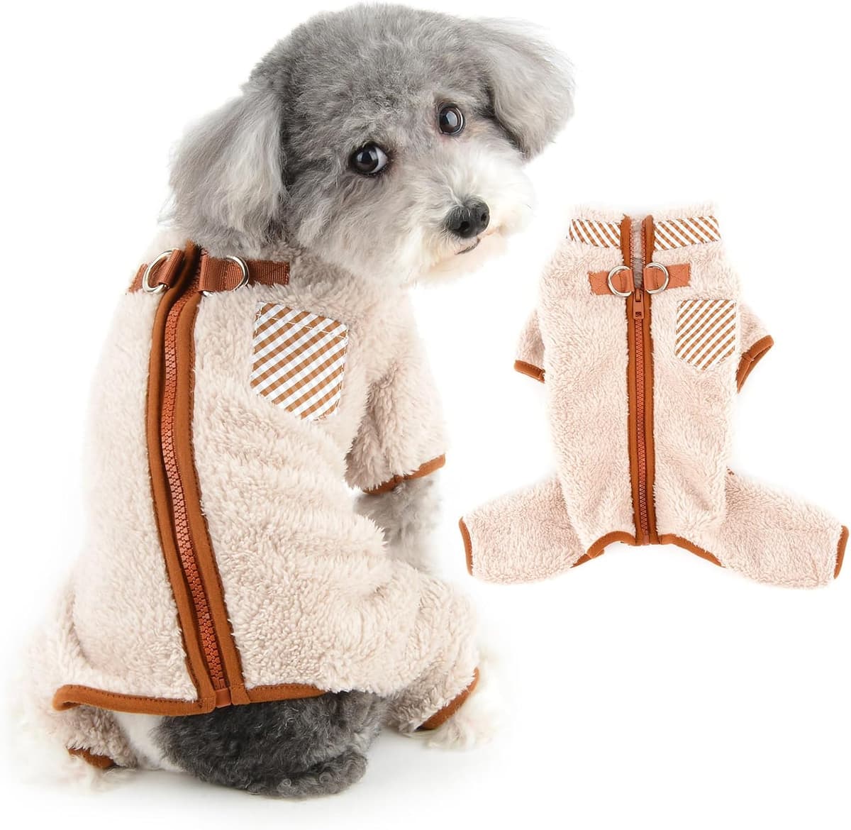 ביגוד לכלב — Ranphy Zip-up Pet Sherpa Fleece Pajamas Pjs for Small Dog Pu